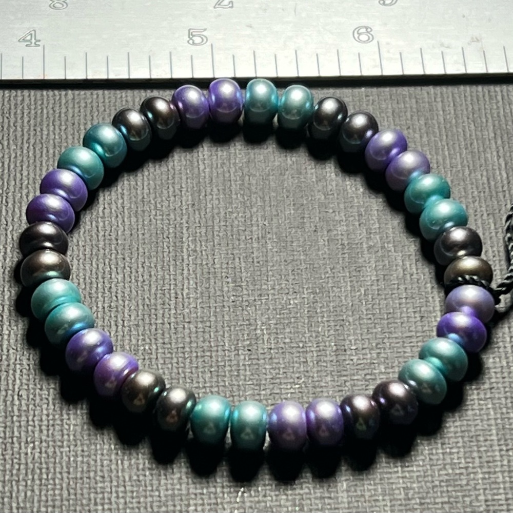 Honora Pearls Stretch Bracelet Peace/Serenity Teal Purple Steel Gray Blue H23